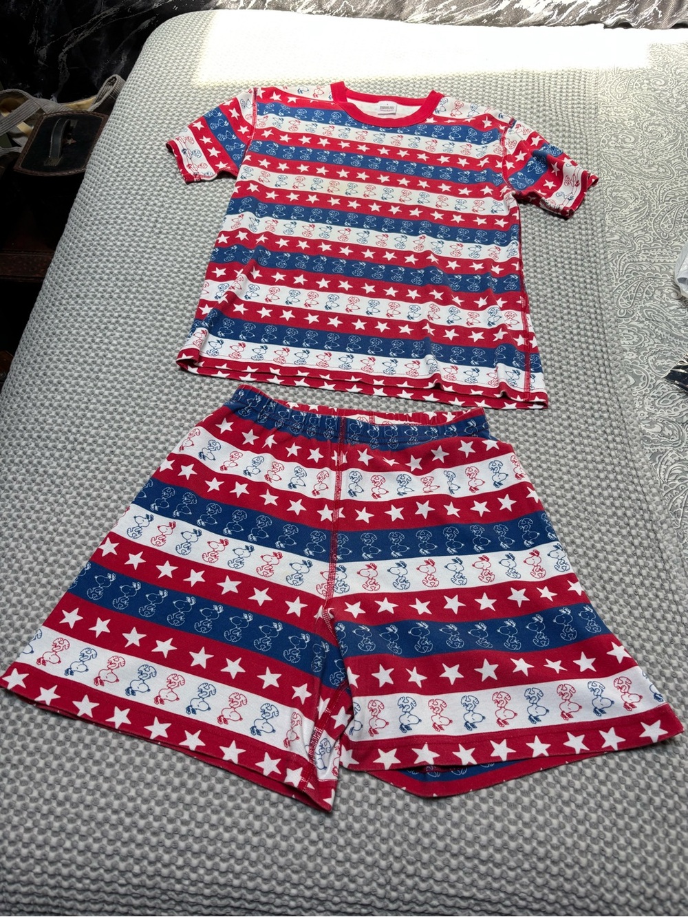 Hannah Anderson-Peanuts -Snoopy Patriotic Short Set, Loungewear Adult S Cotton